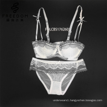 Customized bf hot sexy photo katrina kaif sexy xxx photo lace decorated demi cup bra and panty set